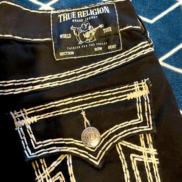 True Religion Black Jeans with White Stitching